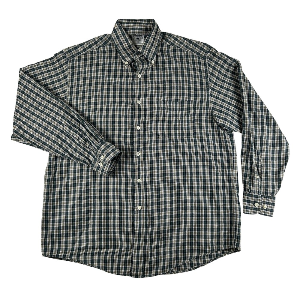 Brooks Brothers Shirt Mens Medium Sport Plaid Long Sleeve Button Down Cotton